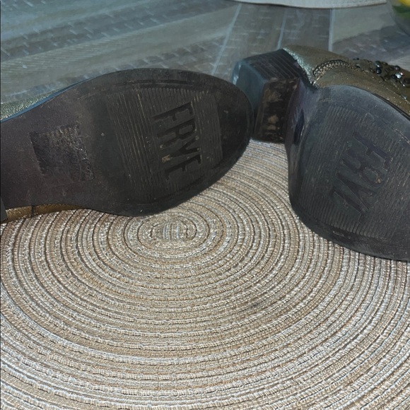 Frye Deborah Gold Studded Ankle Boots - Picture 6 of 7